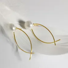 Quality 925 Sterling Silver Earring Trendy Simple Line Fashion Elegant Pearl Earrings For Women Fine Jewelry Quality 925 Sterling Silver Earring Trendy Simple Line Fashion Elegant Pearl Earrings For Women Fine Jewelry