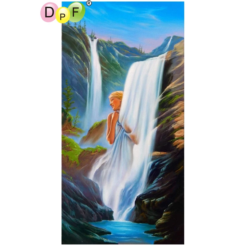 

DPF The waterfall woman 5D crafts diamond embroidery diamond painting cross stitch needlework diamond mosaic square home decor