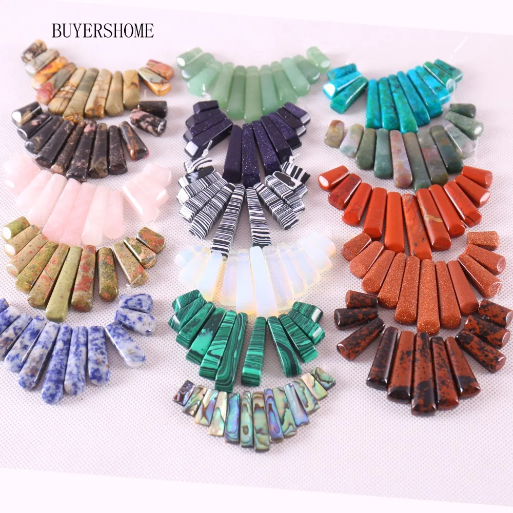 

Pendant Beads Set 11PCS Fit Necklace Natural Stone Green Aventurine Azurite Stone Green Malachite Opal Abalone Shell