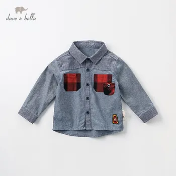 

DBA10881 dave bella baby boys autumn infant plaid shirt toddler cotton top children tees long sleeve clothes