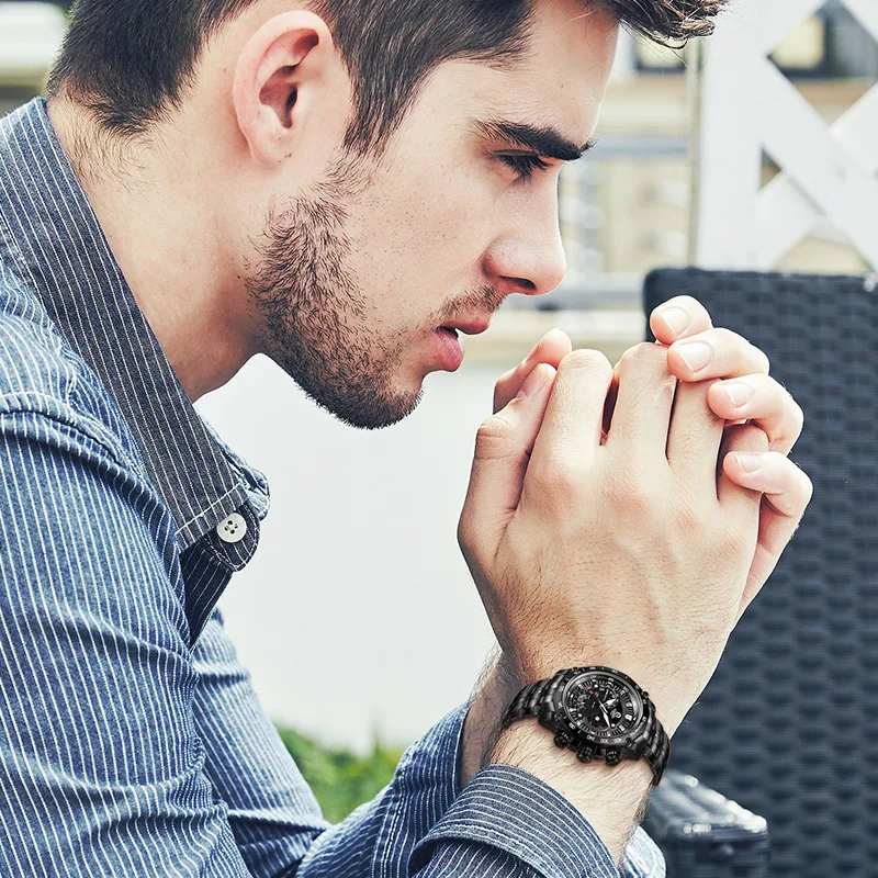 

CAINO New Fashion Sports Watches 100M Waterproof Stainless Steel Business Casual Quartz watch Relogio Masculino