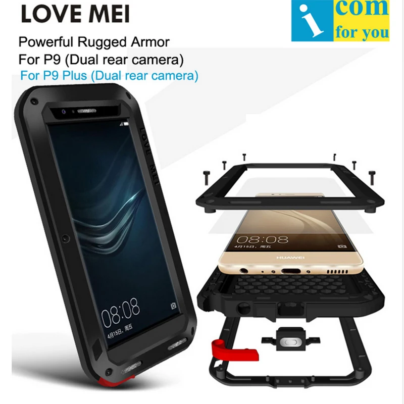 bilder für Liebe Mei Telefon abdeckung für huawei P9 plus Telefon fall neue wasserdichte Shockproof rüstung robuste Gorilla Glas phone cases Liebe Mei bilder für Liebe Mei Telefon abdeckung für huawei P9 plus Telefon fall neue wasserdichte Shockproof rüstung robuste Gorilla Glas phone cases Liebe Mei