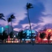 Buildings lit up at dusk  Miami  Florida  USA Poster Print (36 x 12)