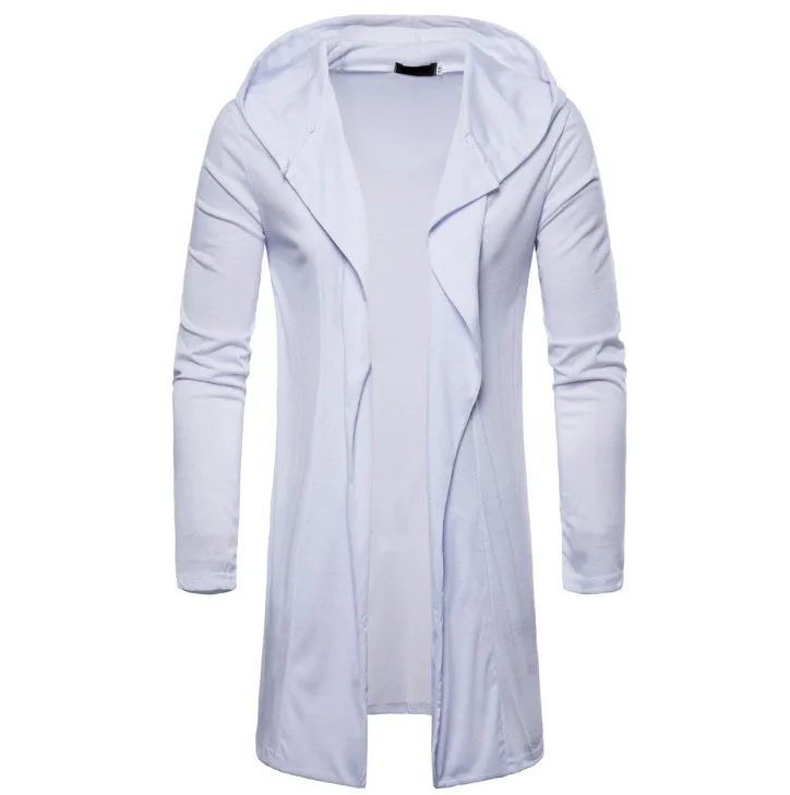 

2019 Europe and America Style Hooded Cardigan Long Coat New Fashion Streetwear Hoodies Sweatshirts Casual Thin Coat White Black