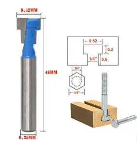 1/4 дюйма Т-образные фрезы по дереву 12,7 мм хвостовик фрезы для фоторамки/крюк Замочная скважина резной нож деревообрабатывающий электроинструмент - Длина режущей кромки: 2