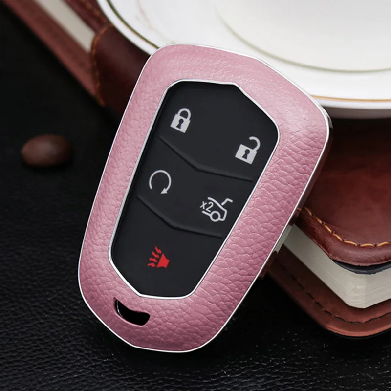 pink single shell Кожа Авто аксессуары стильный ключ брелок чехол для Cadillac Escalade ESV SRX от АТС ХЦ XTS ацл SLS CTS STS ATS BLS DTS XT5 - Название цвета: pink single shell