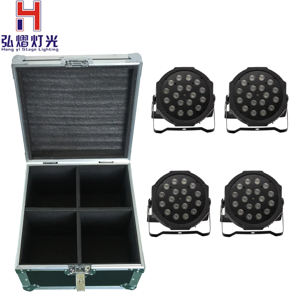 

Hongyi Stage Lighting 4pcs 18x3W with 1 flight case Led Par Light RGBW 4in1dj lighting