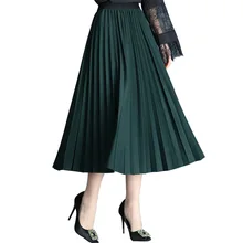 Плиссированная юбка в английском стиле высокого качества Faldas Mujer Moda, однотонные женские длинные юбки Харадзюку, юбка средней длины для девочек