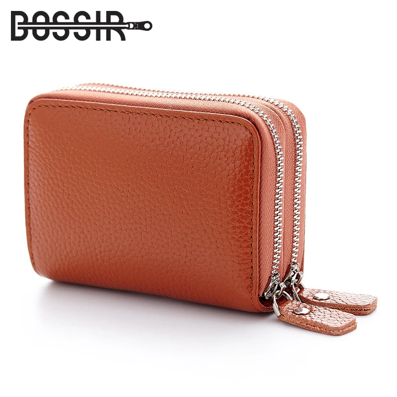 

Double Zipper Card & ID Holders Genuine leather Credit Card Holder Fashion Casual Solid Pattern Unisex Coin Purse