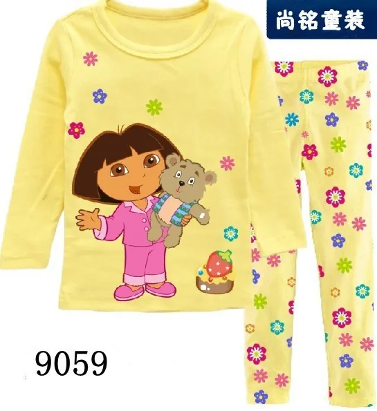 Весенне-осенний комплект одежды для детей, пижамные костюмы для маленьких мальчиков комплекты одежды для девочек, одежда для сна, пижама с рисунком из хлопка - Цвет: Picture 10
