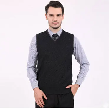 New 2015 Brand Men Wool Sweaters Vests V neck Pullover Business Casual ...