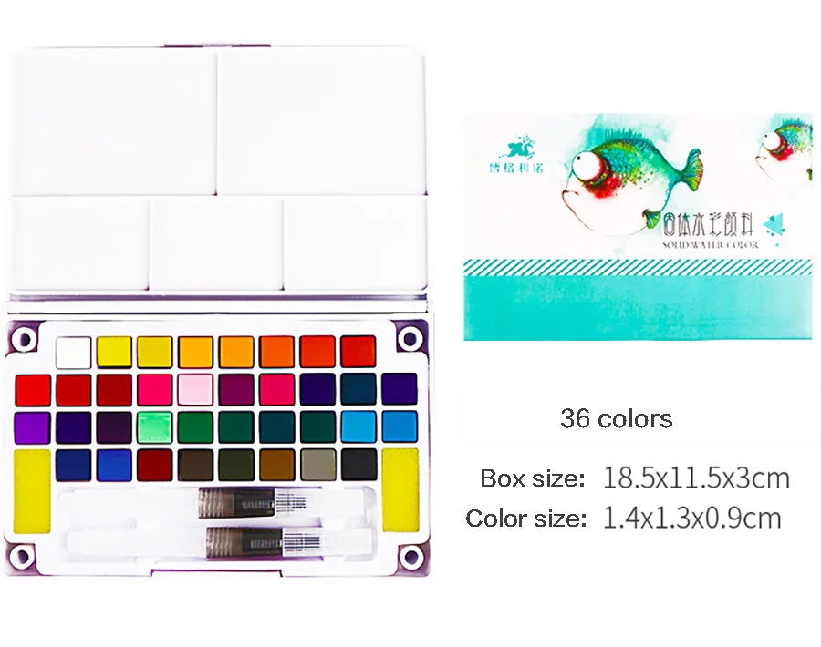 Набор акварельных красок коробка с водой кисточки яркий цвет портативный одноцветное краски воды пигмент для товары для рукоделия