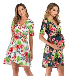 Костюм-платье 2019 сезон бандаж легко будет код печати беременных женщин платье для беременных элегантные женские платья для беременных vestido