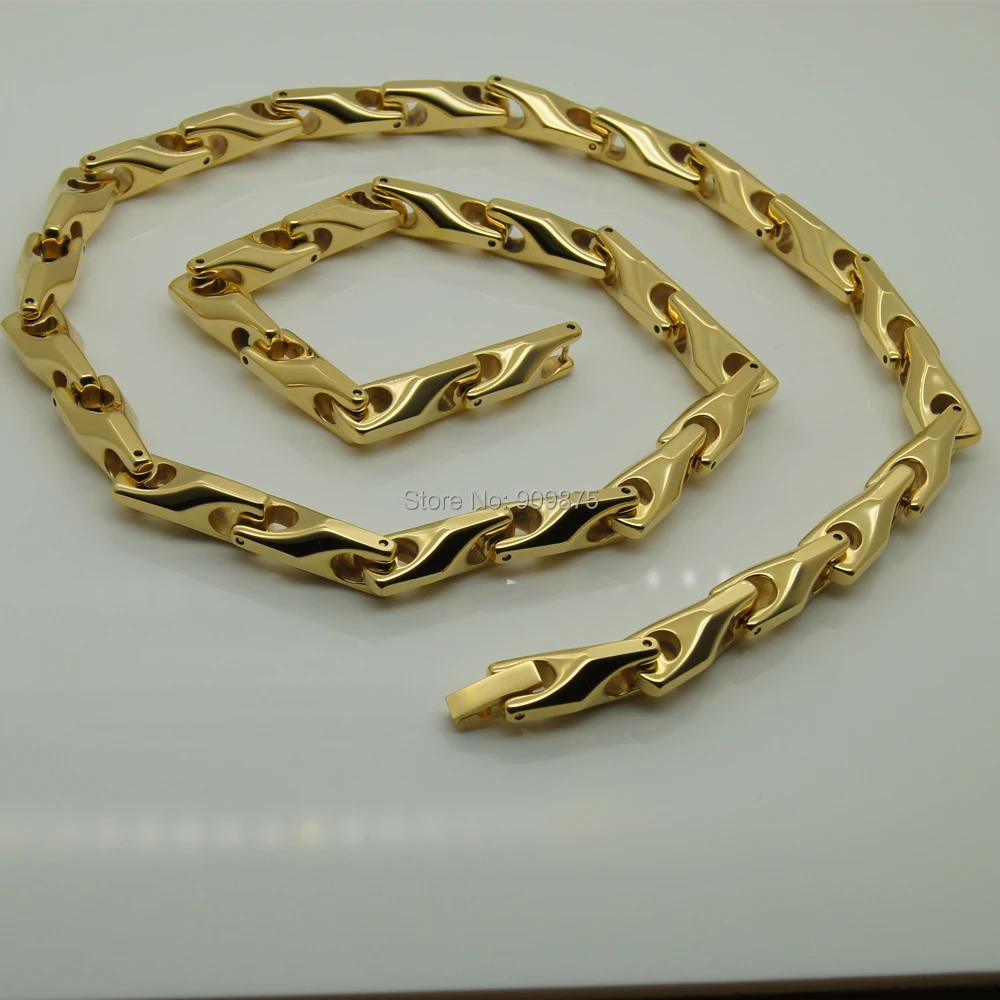 vary length 14''-40''  8mm width  unique gold plating classic design bike chain men  hi-tech  tungsten necklaces & pendants
