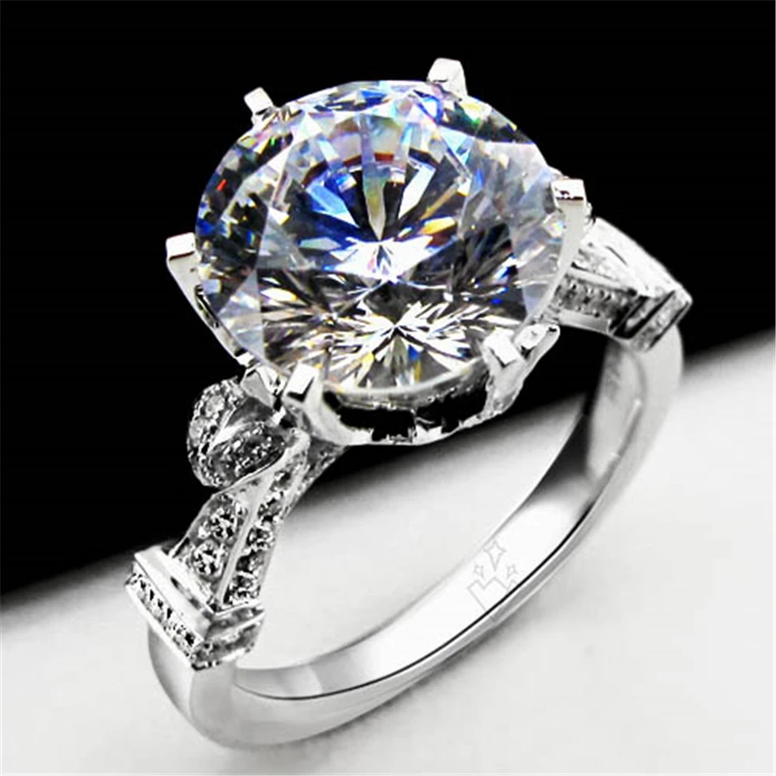 Big Round 5Ct Moissanite Engagement Ring Solid 925 Sterling Silver