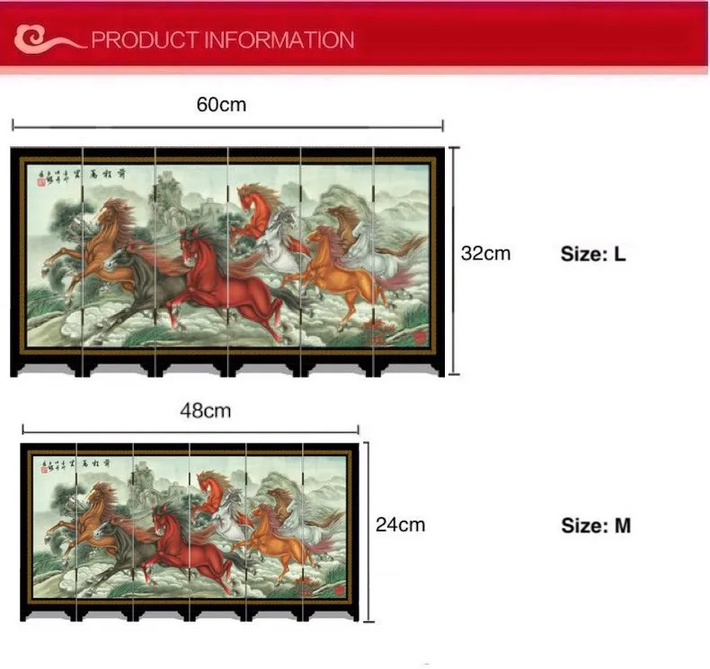 Мини-Складные экраны 6 присоединившихся панелей декоративная роспись по дереву Byobu Glorious Future Brilliant Prospect Xubeihong живопись Лошадь