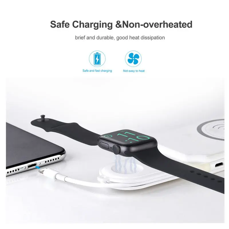 

2019 High Tech Feeling 2-in-1 Watch Charger USB Wireless Charging Adapter Holder Stand Data Cable White Color Simper Design