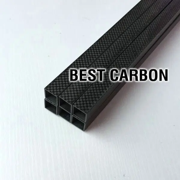Free shiping 2pcs of SQUARE High Quality 3K Plain Carbon Fiber Fabric Wound winded Tubes