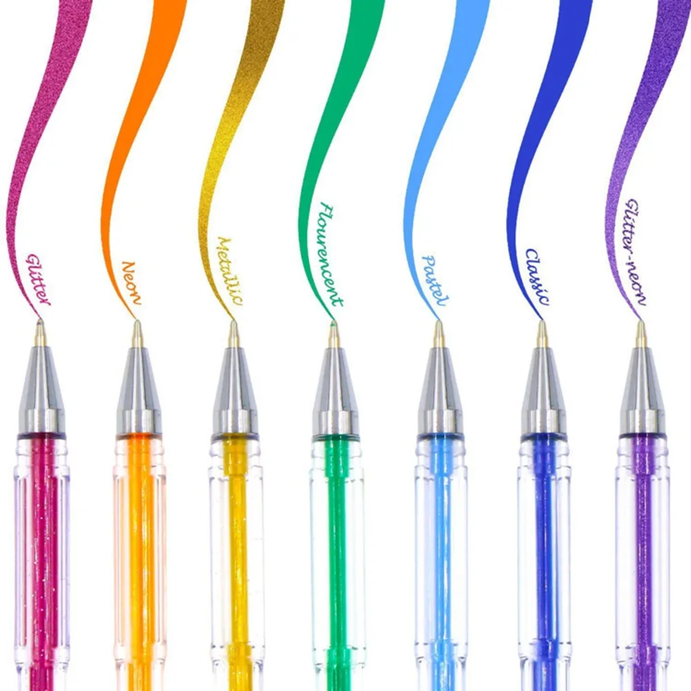 60/100 шт цветные гелевые кавайные ручки, цветные блестящие ручки, подсветка, заправка, ручка для рисования, Набор цветных ручек для рисования, чехол