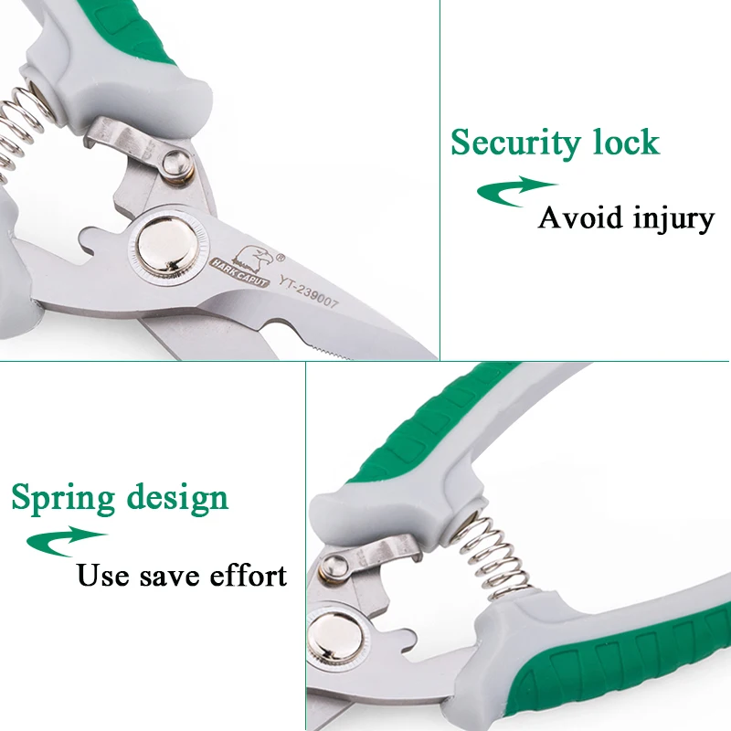 " /8" многофункциональные садовые ножницы из нержавеющей стали, бытовые ножницы, паз для резки проволоки, тонкие металлические ручные инструменты