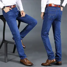 Новые мужские Модные джинсы, деловые повседневные Стрейчевые узкие джинсы, мужские Весенние Новые Стрейчевые прямые деловые мужские осенние джинсы