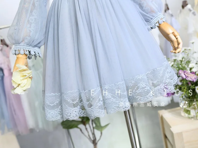 Весеннее платье для девочек модное кружевное платье принцессы для маленьких девочек платье с длинными рукавами и поясом