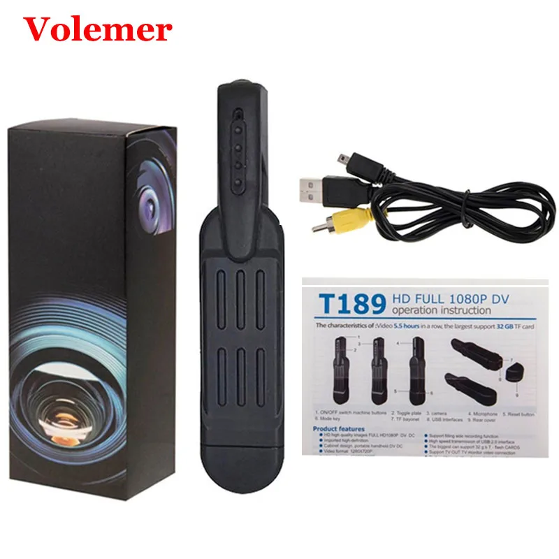 

Volemer T189 Mini Camera 720P Infrared Night Version Security Camcorder Voice Recording DV Camera Mini Cam Camcorder