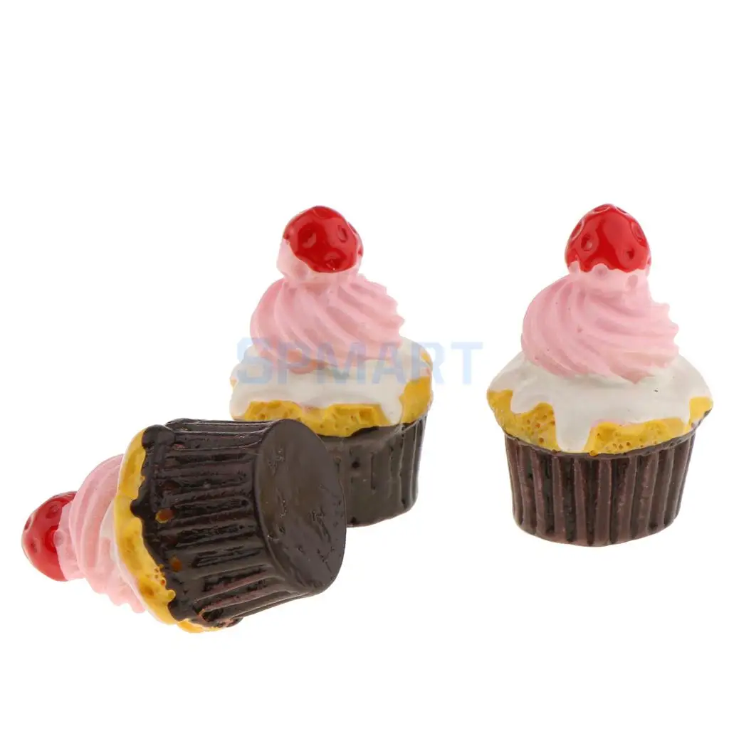 10 Pieces 1/12 Scale Dollhouse Miniatures Strawberry Dessert Cake Food