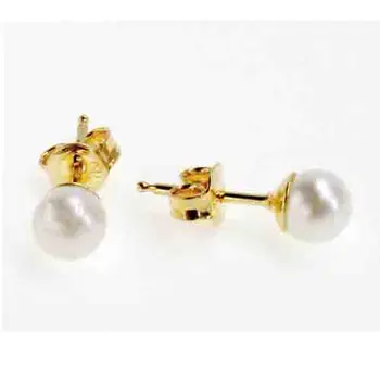 

Natural Pearl Silvers Stud Earrings,Top Quality 4mm White Color Freshwater Pearl Earrings,Girl Baby Classic Jewelry