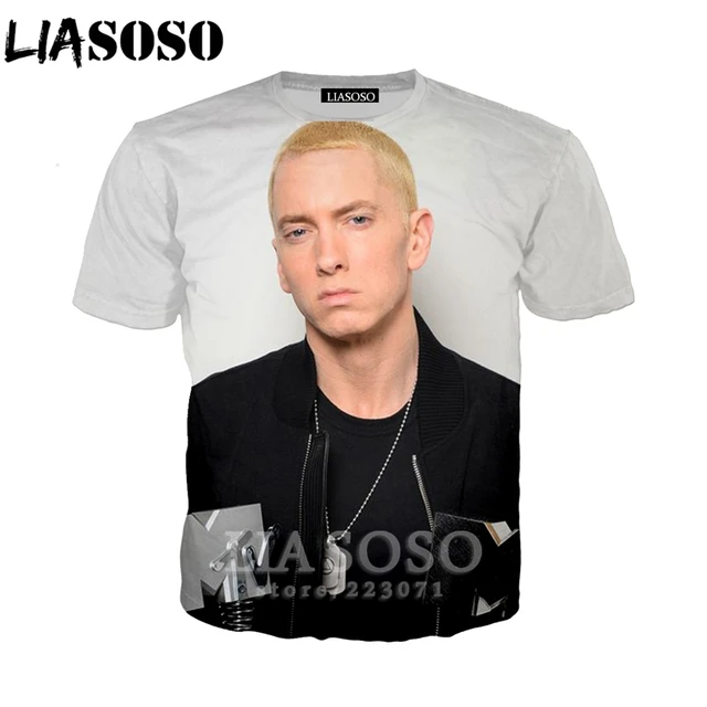 LIASOSO 2019 Summer New Men Women 3D Print Rapper Eminem Short Sleeve T