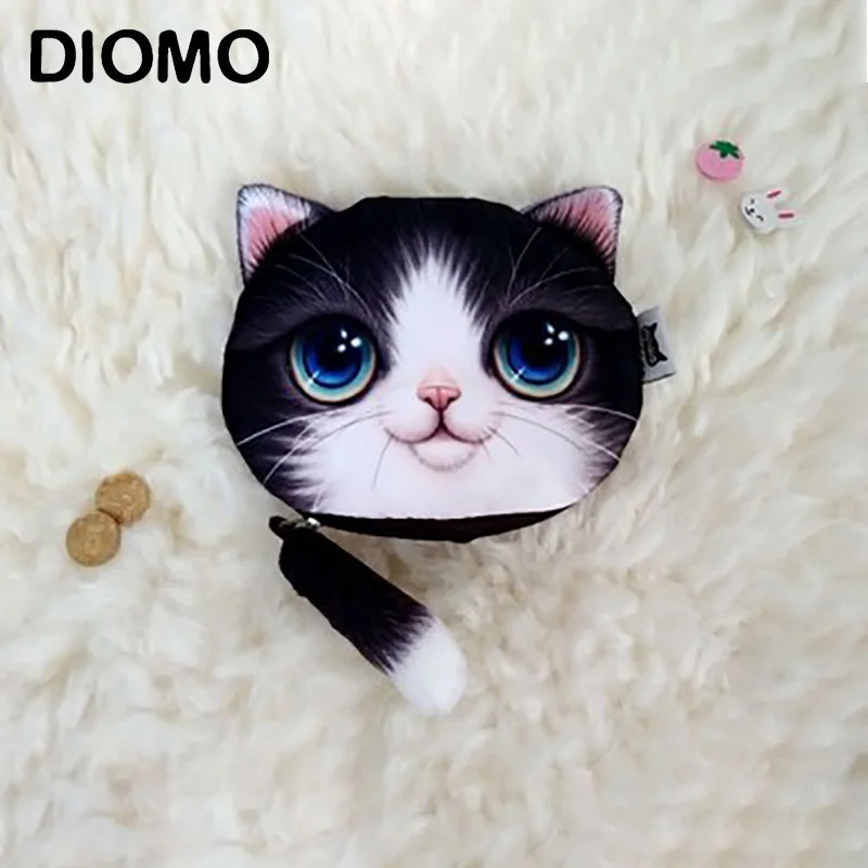 DIOMO маленький хвост портмоне кошка милый мультяшный Кот голова кошки мини сумка