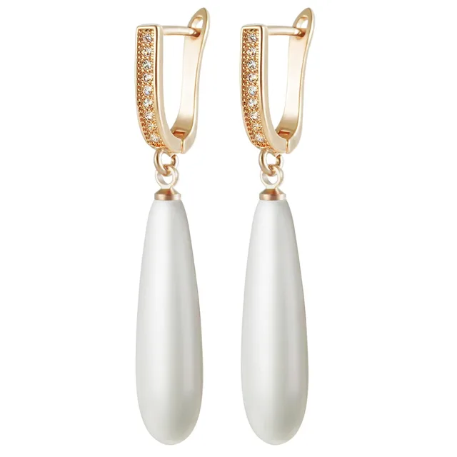 White Long Pearl Earrings Drop For Women Double Earing Display White Long Pearl Earrings Drop For Women Double Earing Display Fashion Jewelry With Crystal 2018 Clic