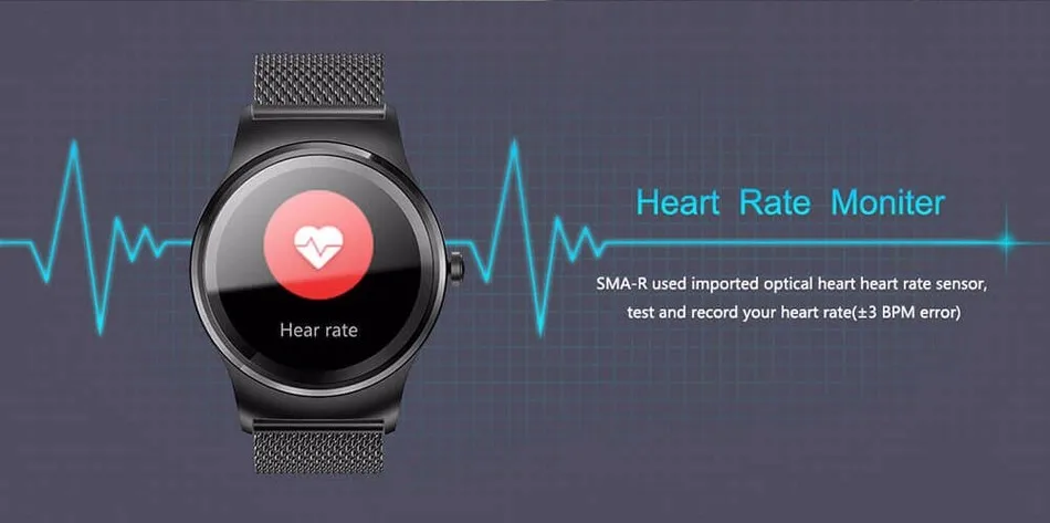 Оригинальный SMA R монитор сердечного ритма Смарт часы Android двойной Bluetooth Браслет