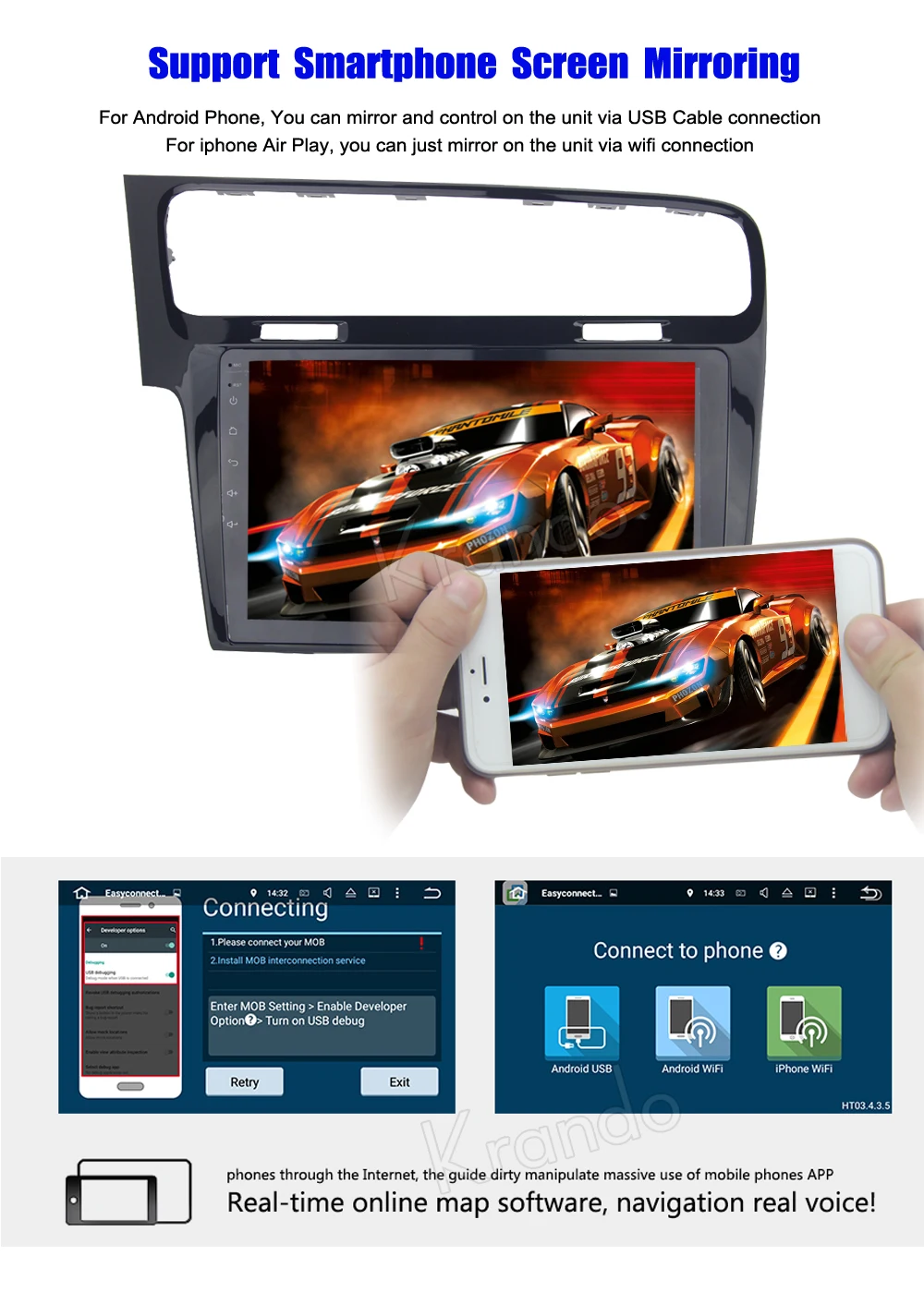 Top Krando 7" Android 7.1 car audio radio for vw Golf 7 gps dvd player navigation multimedia entertainment system WIFI 3G DAB+ 4