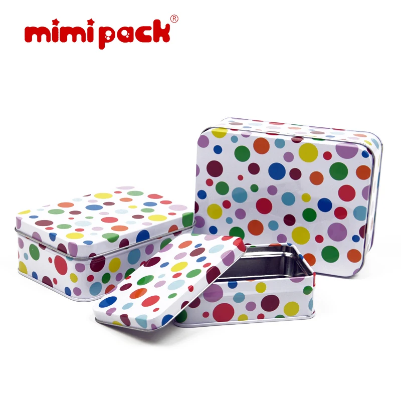 

mimipack 4 Patterns Rectangle Tin Cans Snacks Coffee Printing Tinplate Canisters, 107x72x35mm, Pack of 24