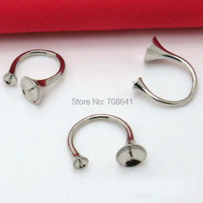 5mm 10mm Blank Ring Settings w/ Pins Double Circle Pin Caps DIY Pearl Cameo Bases Lover Rings Crafts Findings Multi-color Plated