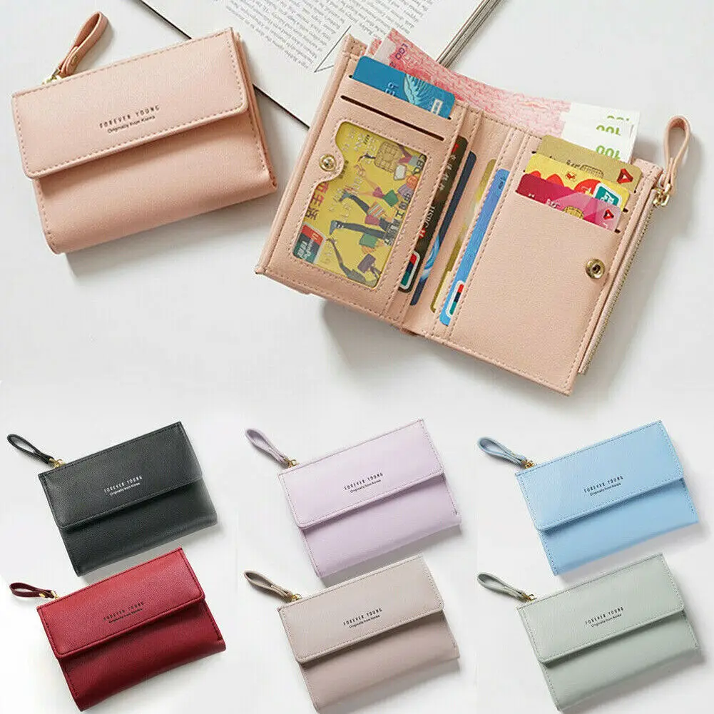 

2019 New Fashion Women Short Small Money Purse Wallet Ladies Leather Folding Coin Card Holder