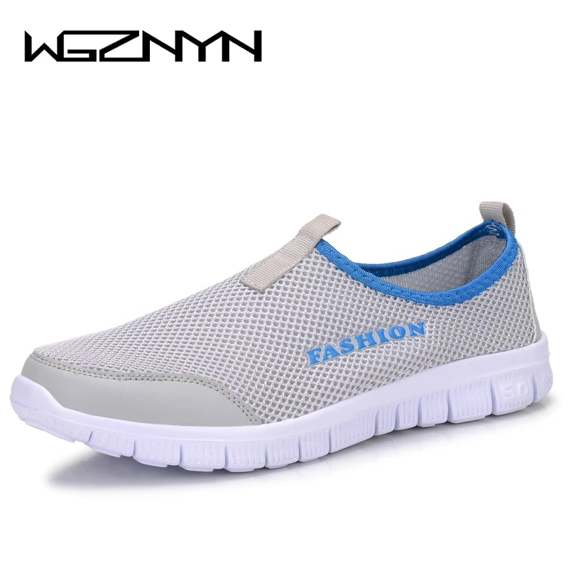 

WGZNYN 2018 Men Sneakers,Unisex Lover Shoes Summer Casual Men Shoe Breathable Network Shoes man Slip On Flats For Man 35-46
