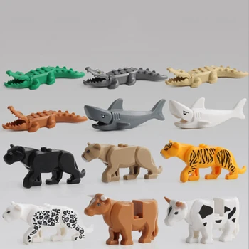 

1Set Crocodile Tiger Cow Animal Buildable Model Kids Animal Building Block Toys