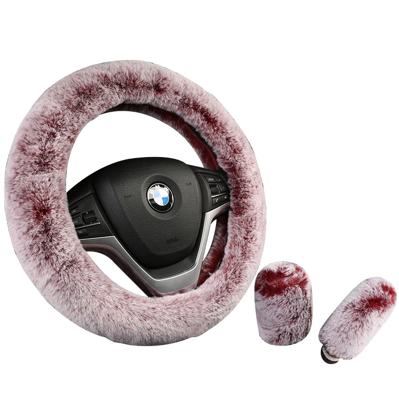 

KKYSYELVA Warm Fur Auto Car steering wheel covers Winter Interior Accessories Auto Plush Steering-wheels Car Styling