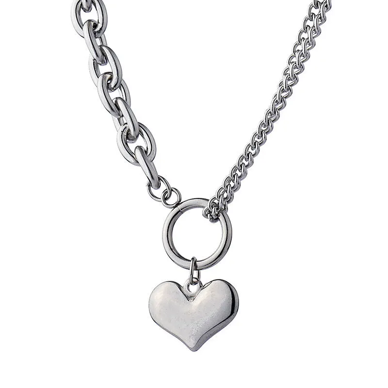 Милый форма сердца Серебряное ожерелье с подвеской цепь аксессуар