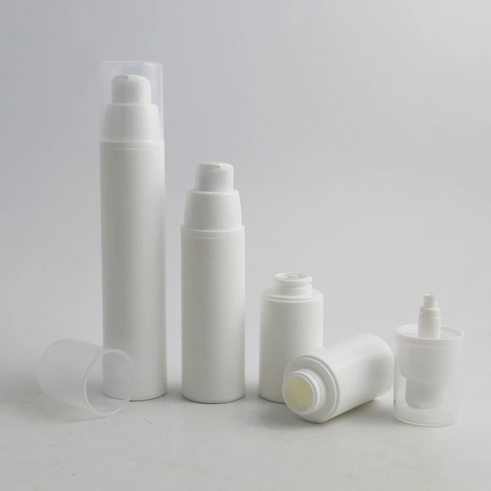 

10 x 15ml 30ml 50ml Portable Airless Lotion Pump Dispensing Bottles 1oz Empty White PP Cosmetic Vacuum Packaging Containers