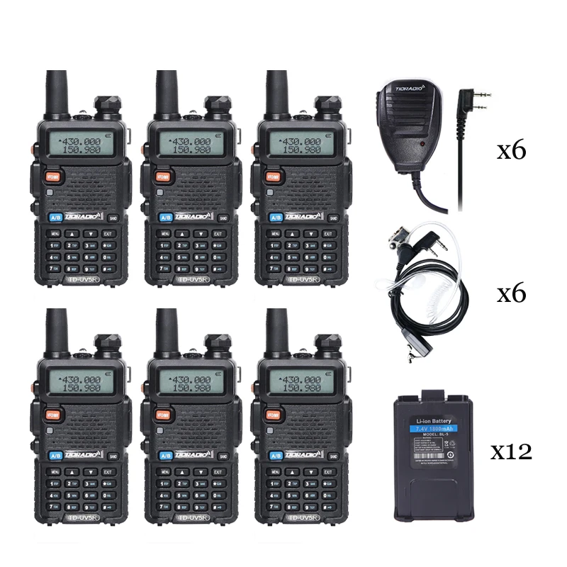

6pcs/lots TD-UV5R Walkie Talkie TID CB Radio Stations VHF/UHF 136-174MHz 400-520MHz Portable Radio hf Transceiver