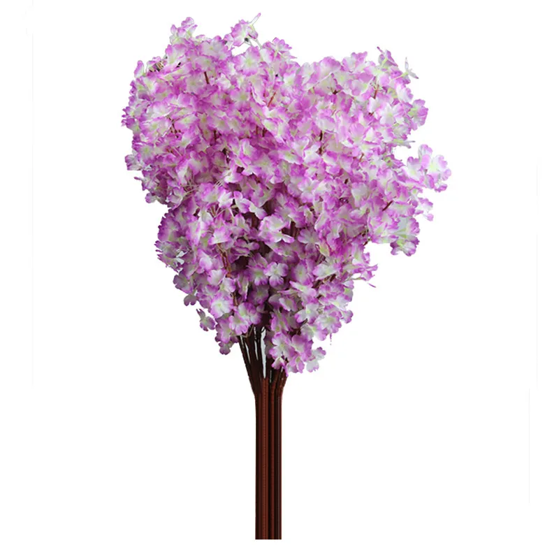 Искусственный цветок вишни поддельный цветочный венок искусственное свадебное украшение Шелковый цветок большие предметы интерьера - Цвет: Фиолетовый