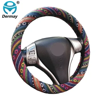 

Summer Flax Car Steering Wheel Cover for Versa Almera Primera Tiida Terrano Qashqai 350z Patrol Kicks Murano Auto Accessories