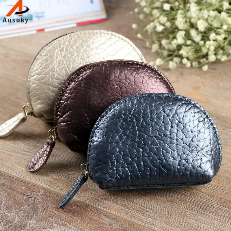 

Shell pattern Cowhide coin purse Ladies clutch change purse Women cartoon zero wallet Female Zipper coins bag wallet pouch 15
