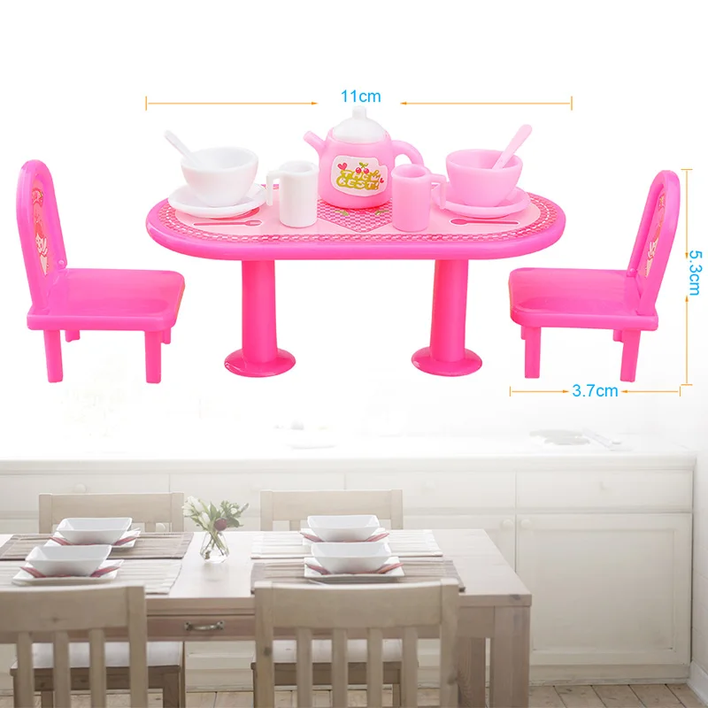 20 шт., кухонный комплект для куклы Барби дома мебель обеденного стола шкаф раковина Кухонные принадлежности моделирование посуда из мягкого плюша; аксессуары для куклы