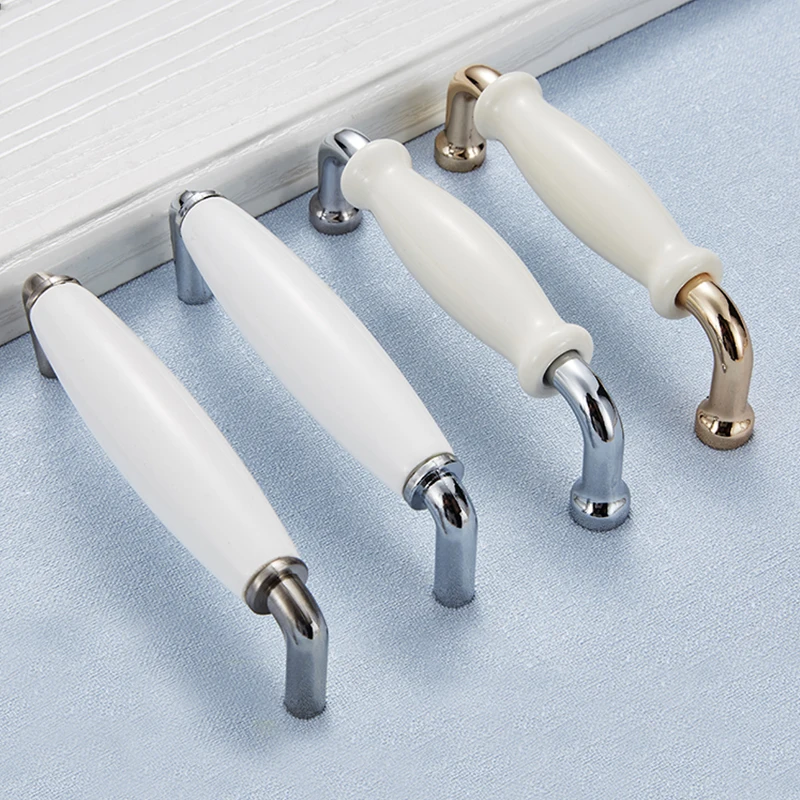 NAIERDI современные керамические ручки для шкафов из цинкового сплава ручки для выдвижных ящиков яркие хромированные дверные ручки для шкафа Мебельная ручка 96 мм/128 мм