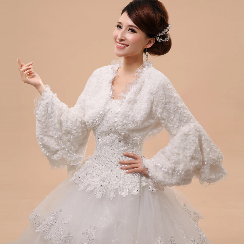 Женская свадебная куртка с длинным рукавом и кружевными краями|wedding jacket|wedding jacket