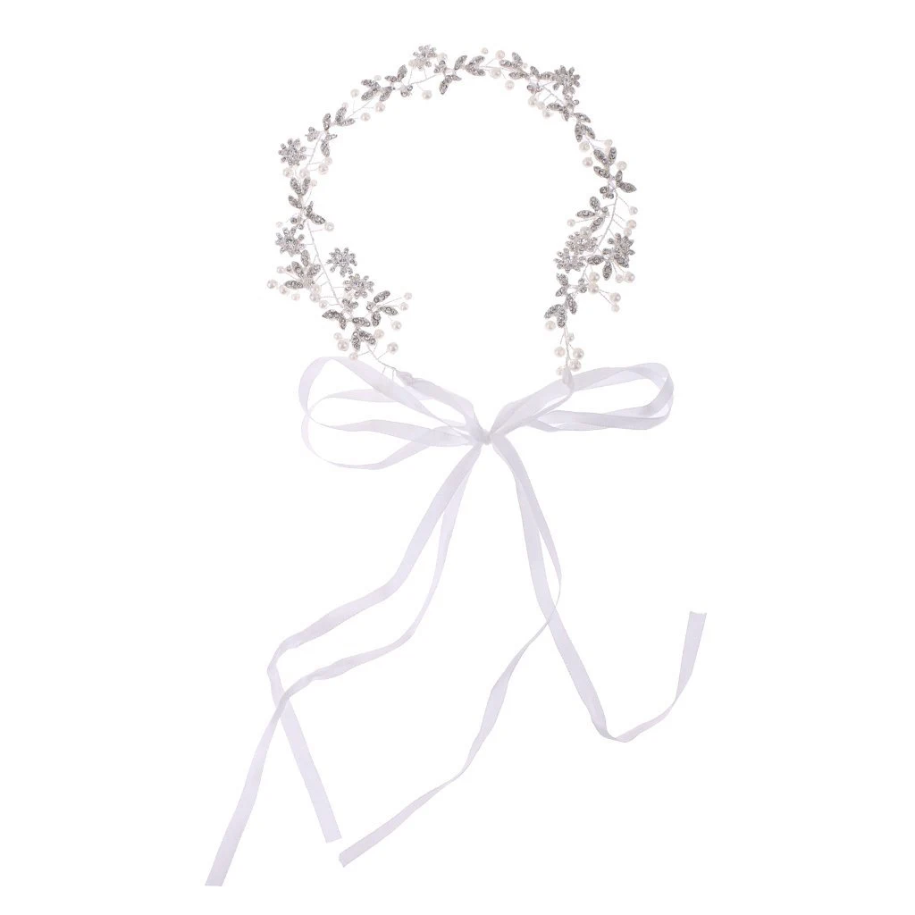 Scroll and flower headband beaded hair ring wedding bridal hair